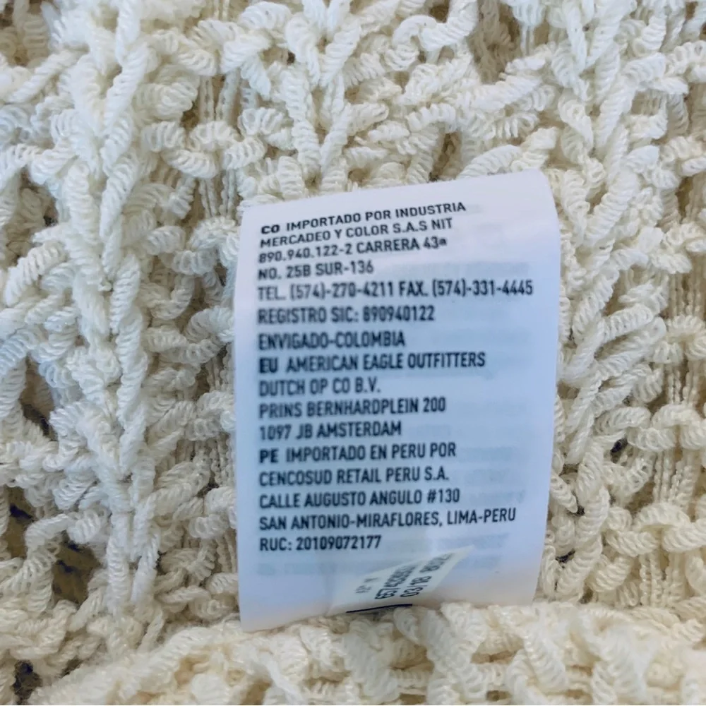 AMERICAN EAGLE CROCHET KNIT TASSEL TRIM CARDIGAN DUSTER SWEATER - Picture 7 of 12